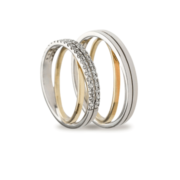 Βέρες Σετ Χρυσές Λευκόχρυσες Λουστράτες με Ζιργκόν MASCHIO FEMMINA TMF-06 - themelidisjewels